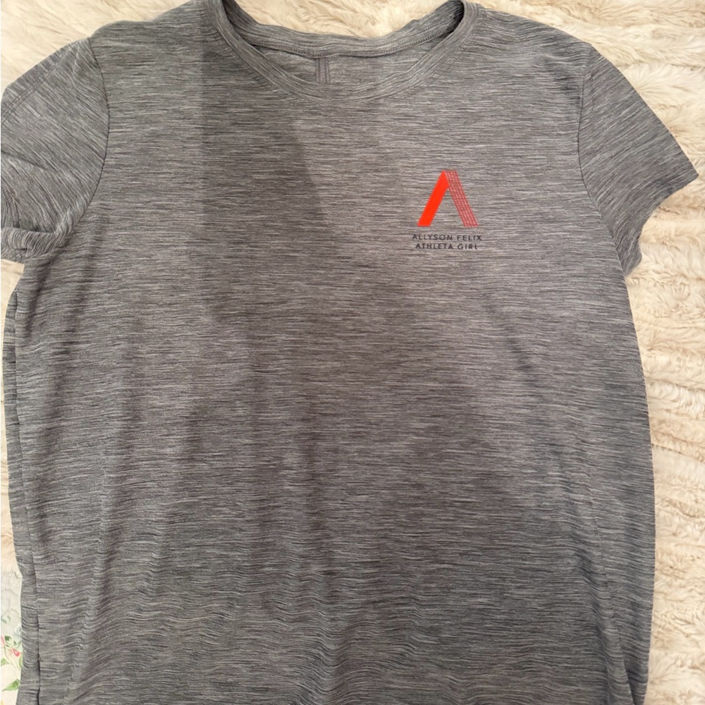 Athleta Gray Short Sleeve Tee with Red Logo